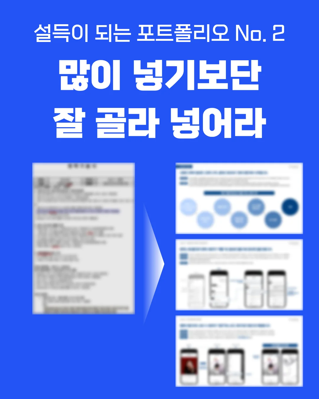 포트폴리오 작업물 선별 기준 - 맥락 기여 결과 3단계 구성