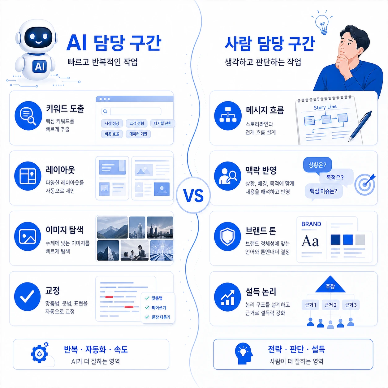 ai ppt 만들기 AI 써도 되는 단계 사람이 해야 하는 단계 비교표
