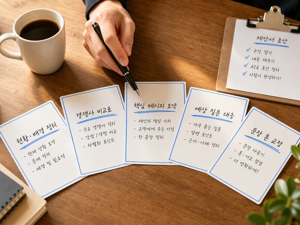 제안서용 ChatGPT 프롬프트 5가지 메모 카드