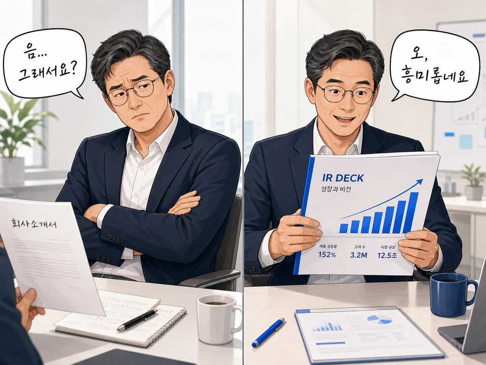 투자자에게 맞지 않는 자료를 보냈을 때와 맞는 IR자료를 보냈을 때 반응 비교