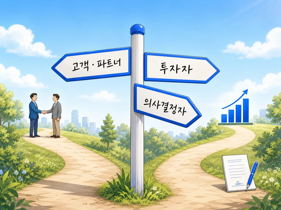 회사소개서 IR자료 제안서 각각의 목적지가 다름을 보여주는 이정표