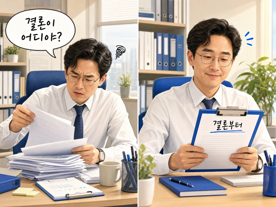 보고서 작성법 두괄식 - 결론부터 쓴 보고서를 보고 만족하는 상사