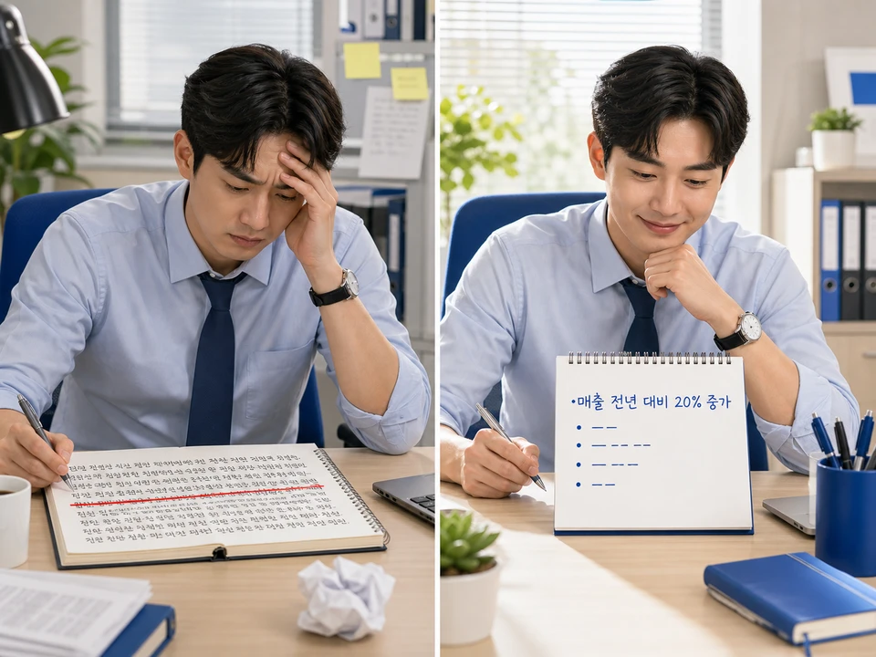 보고서 개조식 작성법 - 서술형 문장과 개조식 메모 비교