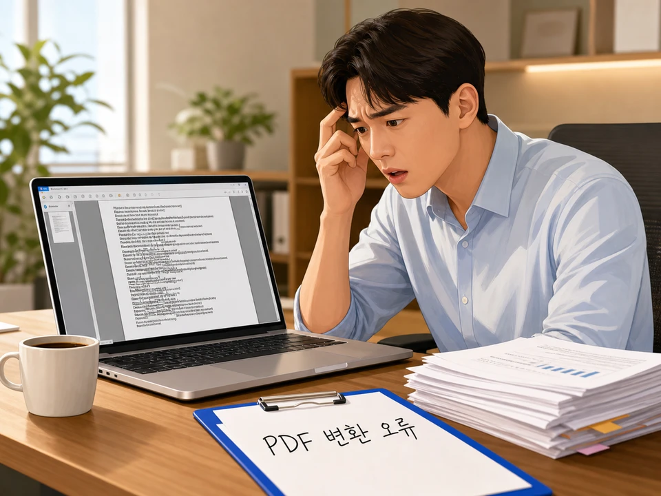 PPT PDF변환 후 글자가 밀린 문서를 보고 당황하는 직장인