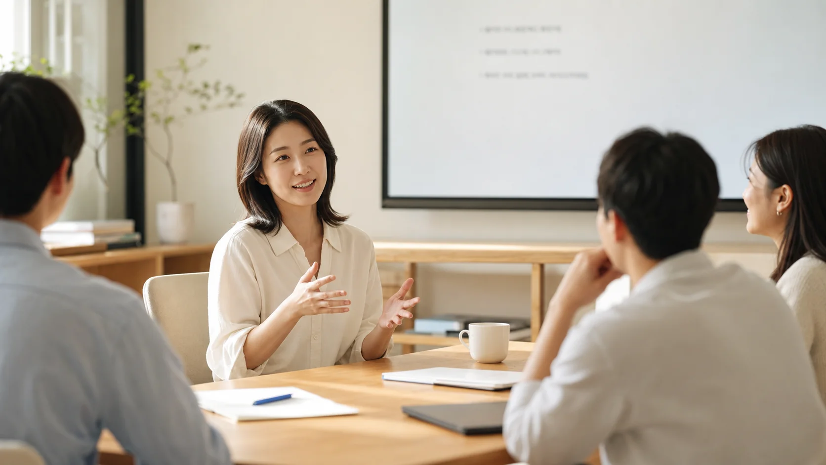 하다컴퍼니 발표 잘하는 법 - 청중과 아이컨택하며 발표하는 모습