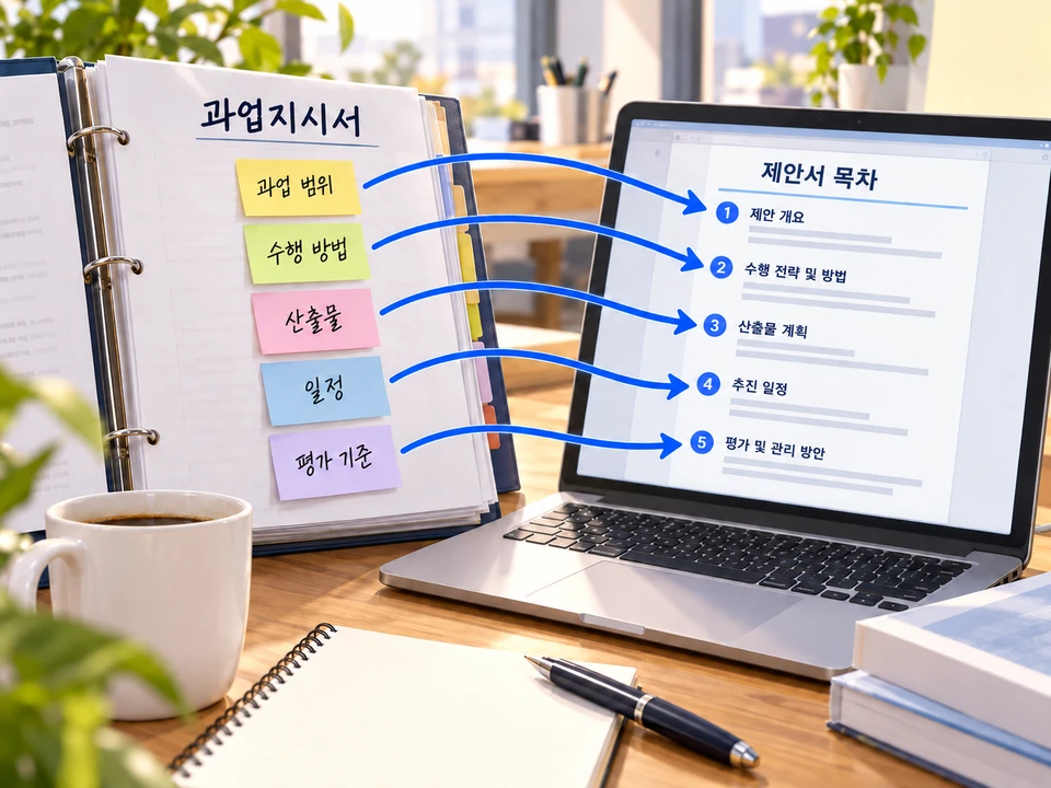 과업지시서 항목을 제안서 목차로 옮기는 5단계 순서